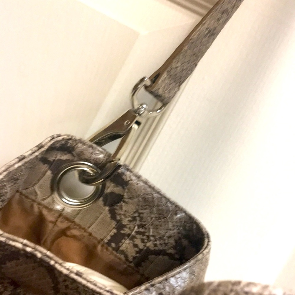 Taupe Snake Print Shoulder Bag - Picture 7 of 10